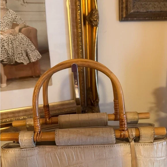 Brahmin Cecelia Croc-Embossed Bag with Bamboo Handles - Picture 3 of 16